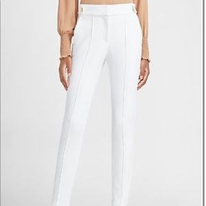 NWT Size 6 White High Waisted Button Tab Seamed Front Skinny Pant